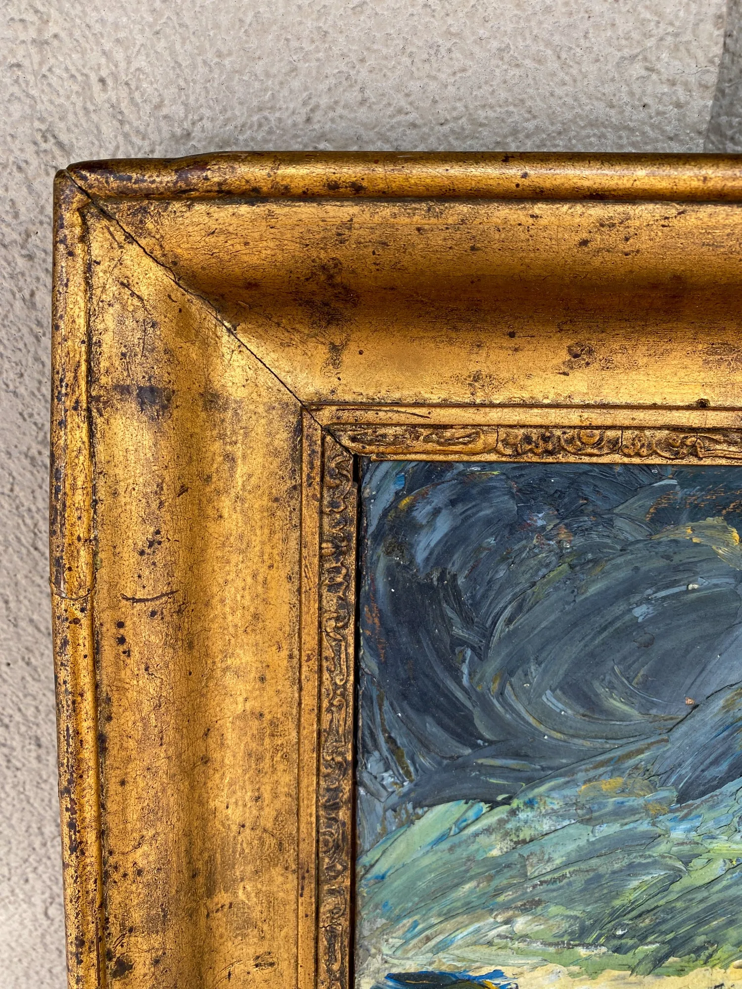 Antique French Impressionist Painting in Gilt Frame