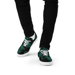 Aqua Hibiscus Men’s lace-up canvas shoes