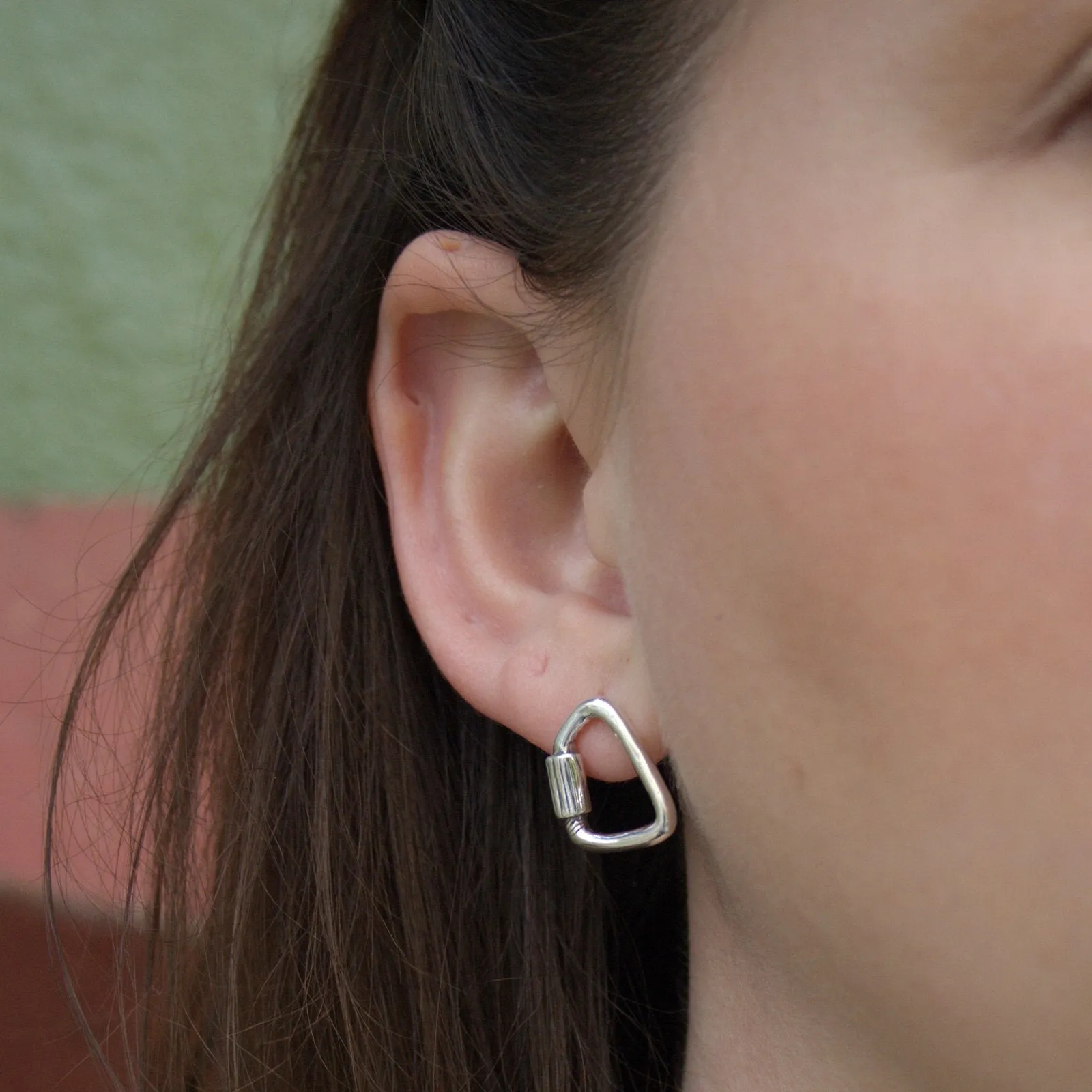 Artistic Carabiner Earrings - Sterling Silver - Rock Climbing Jewelry