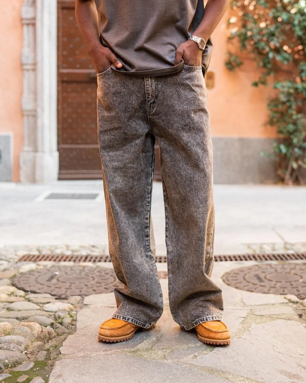 Baggy Denim Jeans Washed Grey