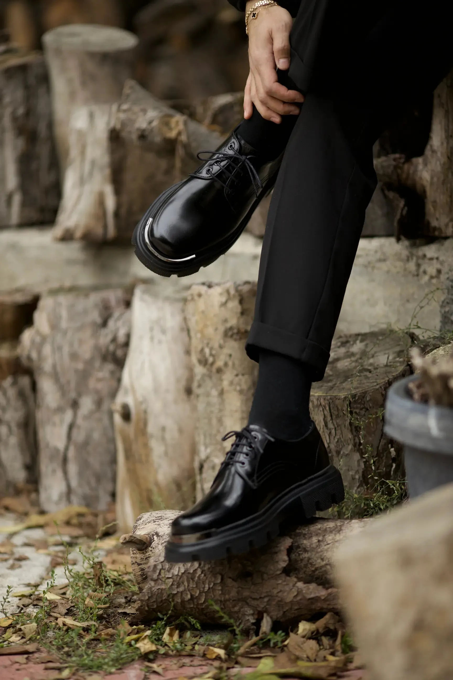 Black Calf Derby Laces Chunky Exclusive