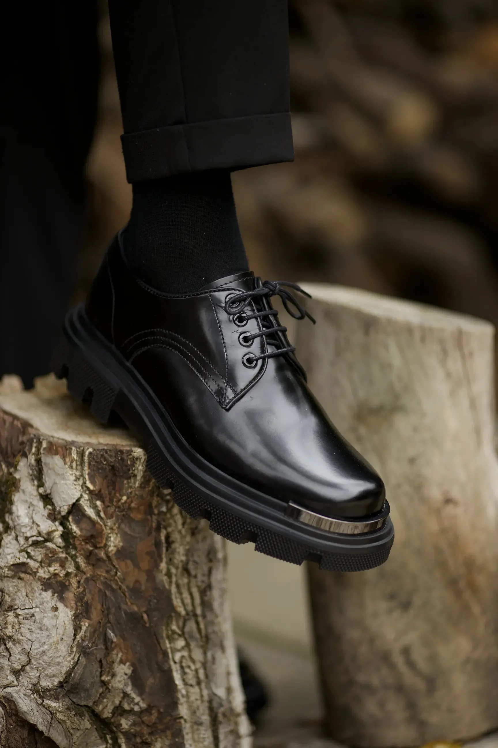 Black Calf Derby Laces Chunky Exclusive
