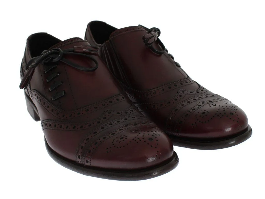 Bordeaux Leather Wingtip Oxford Shoes