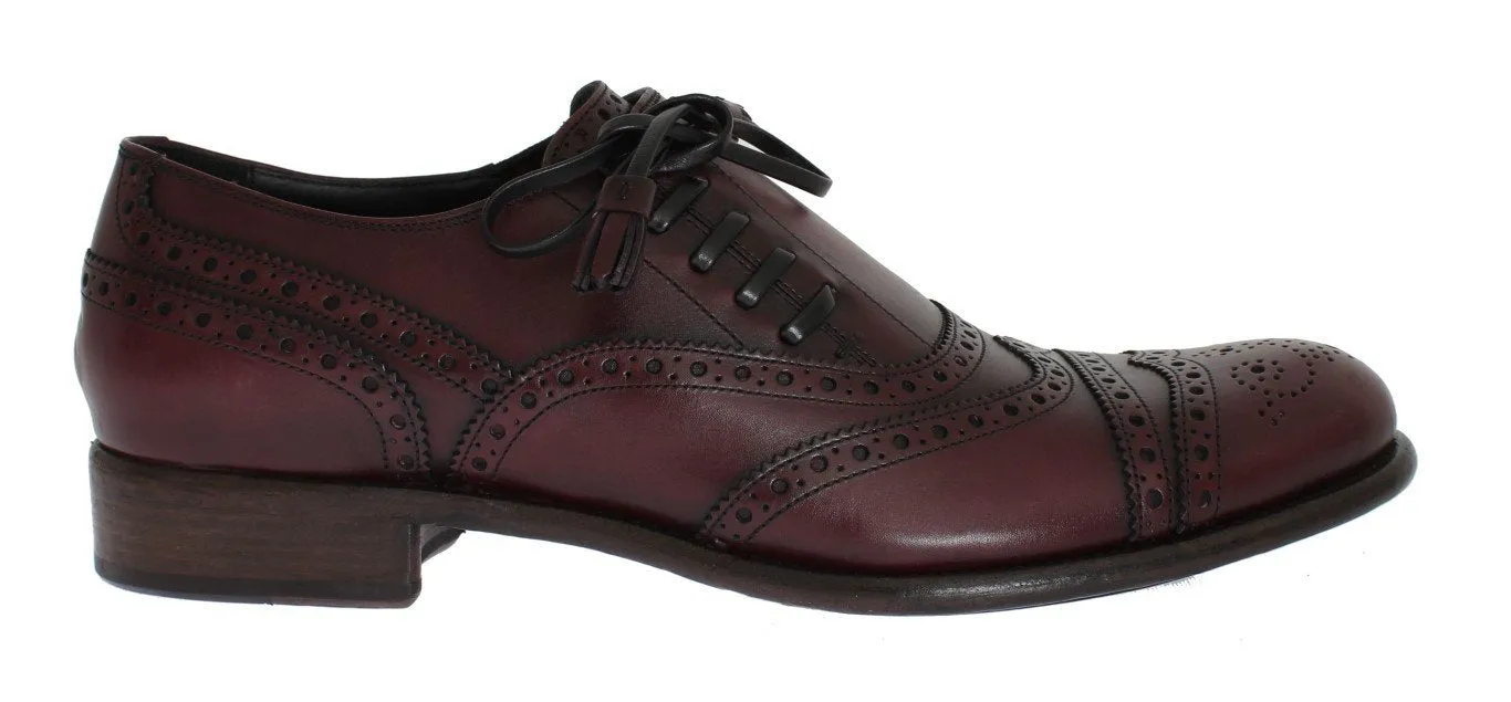 Bordeaux Leather Wingtip Oxford Shoes