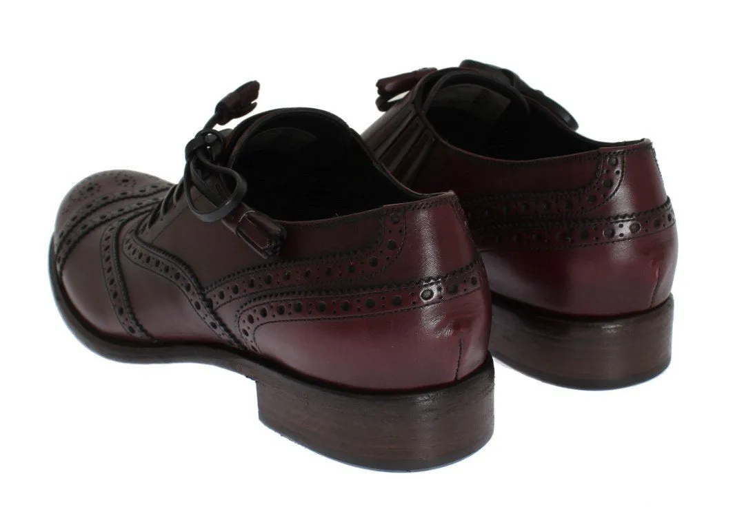 Bordeaux Leather Wingtip Oxford Shoes