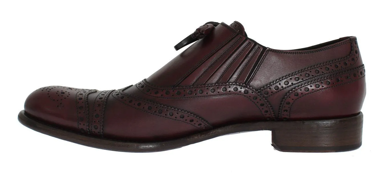Bordeaux Leather Wingtip Oxford Shoes