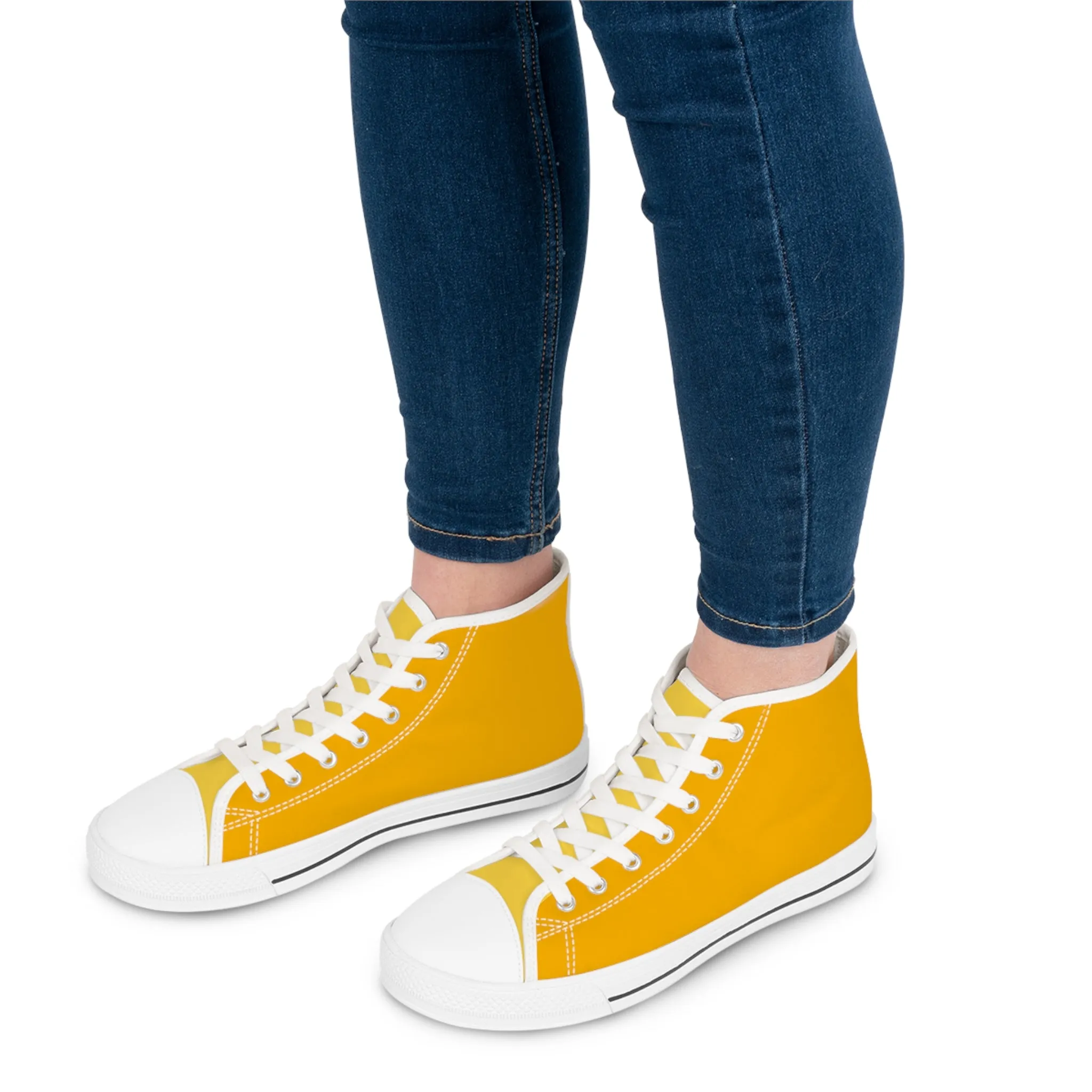 Buttercup Ladies' Two-Tone High Top Sneakers - Golden Hues, Effortless Elegance – Where Yellow Meets Gold!