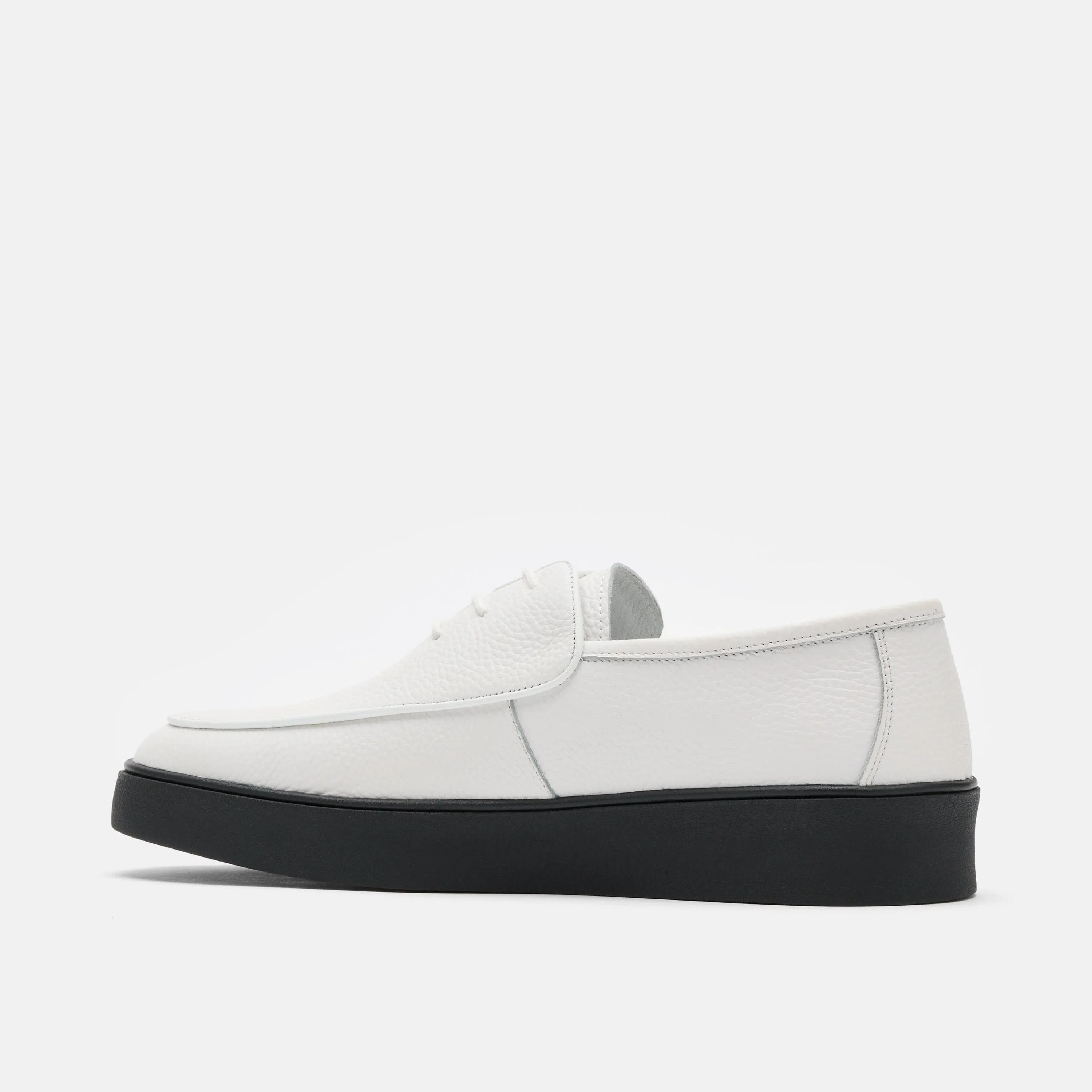 Cannes White/Black Leather Lace-Up Sneakers
