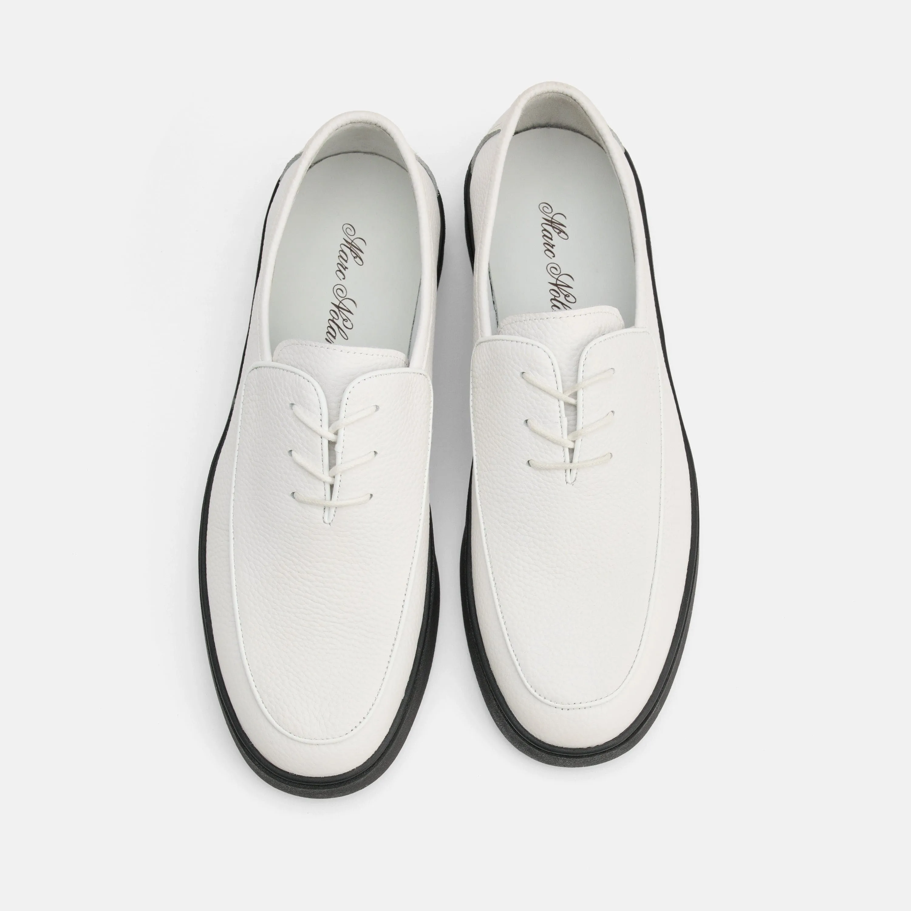 Cannes White/Black Leather Lace-Up Sneakers