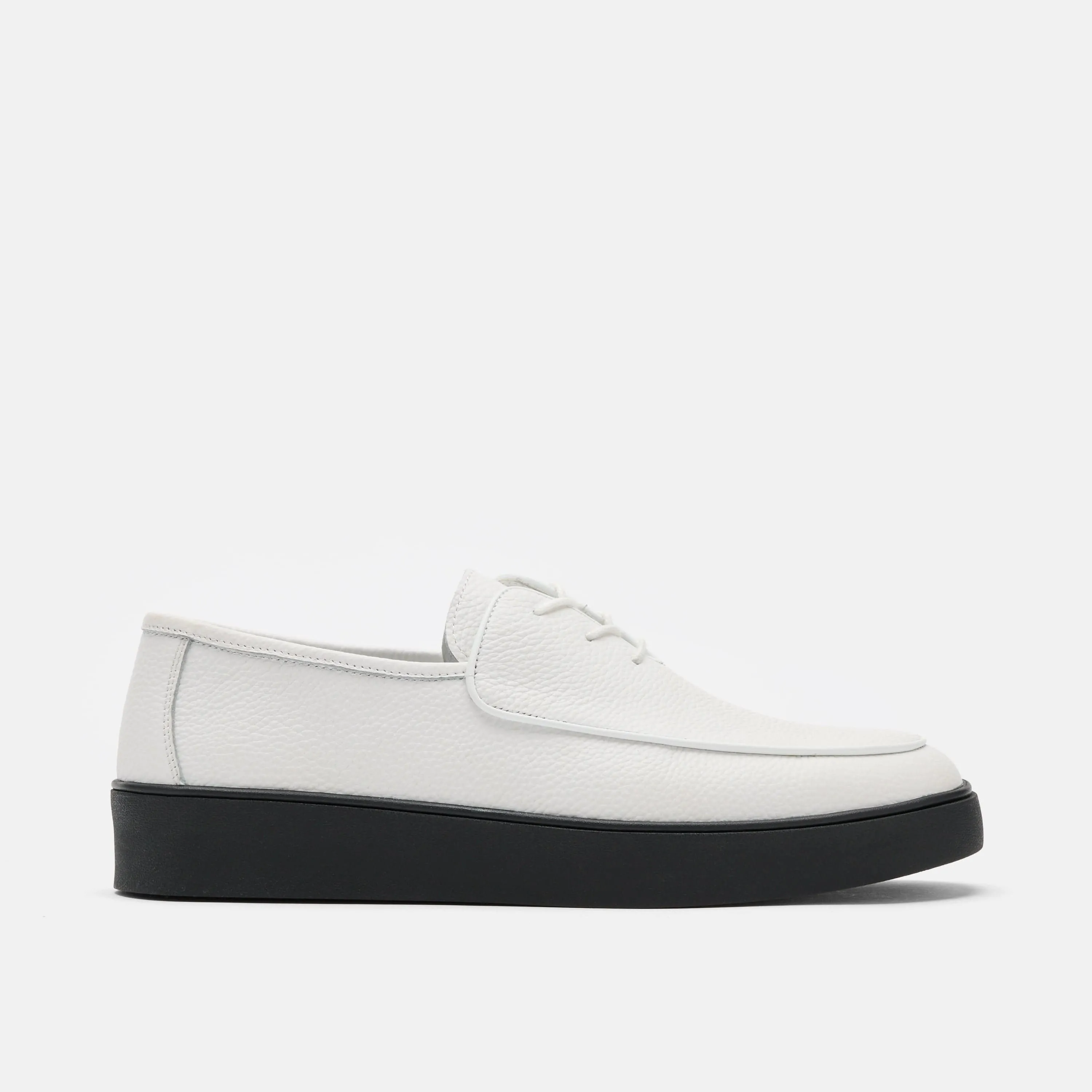 Cannes White/Black Leather Lace-Up Sneakers