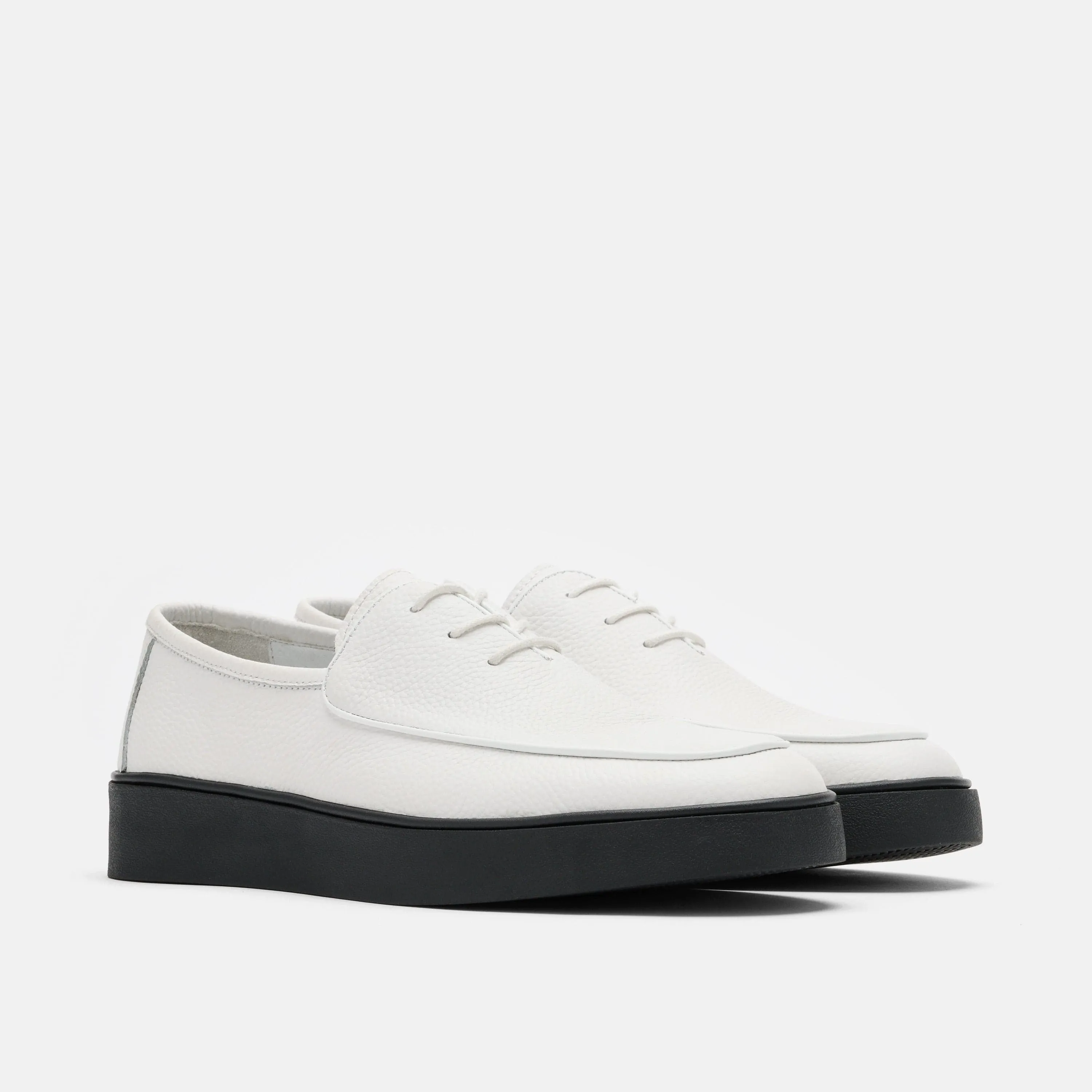 Cannes White/Black Leather Lace-Up Sneakers