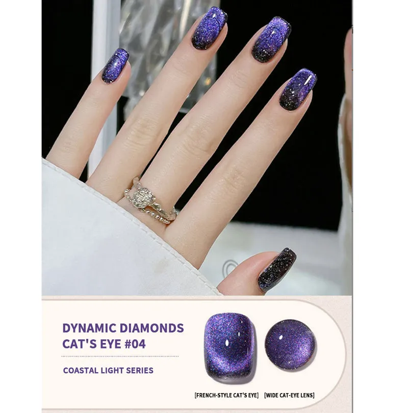 Cat Eye Nail Polish Glitter Design Coastal Light Series