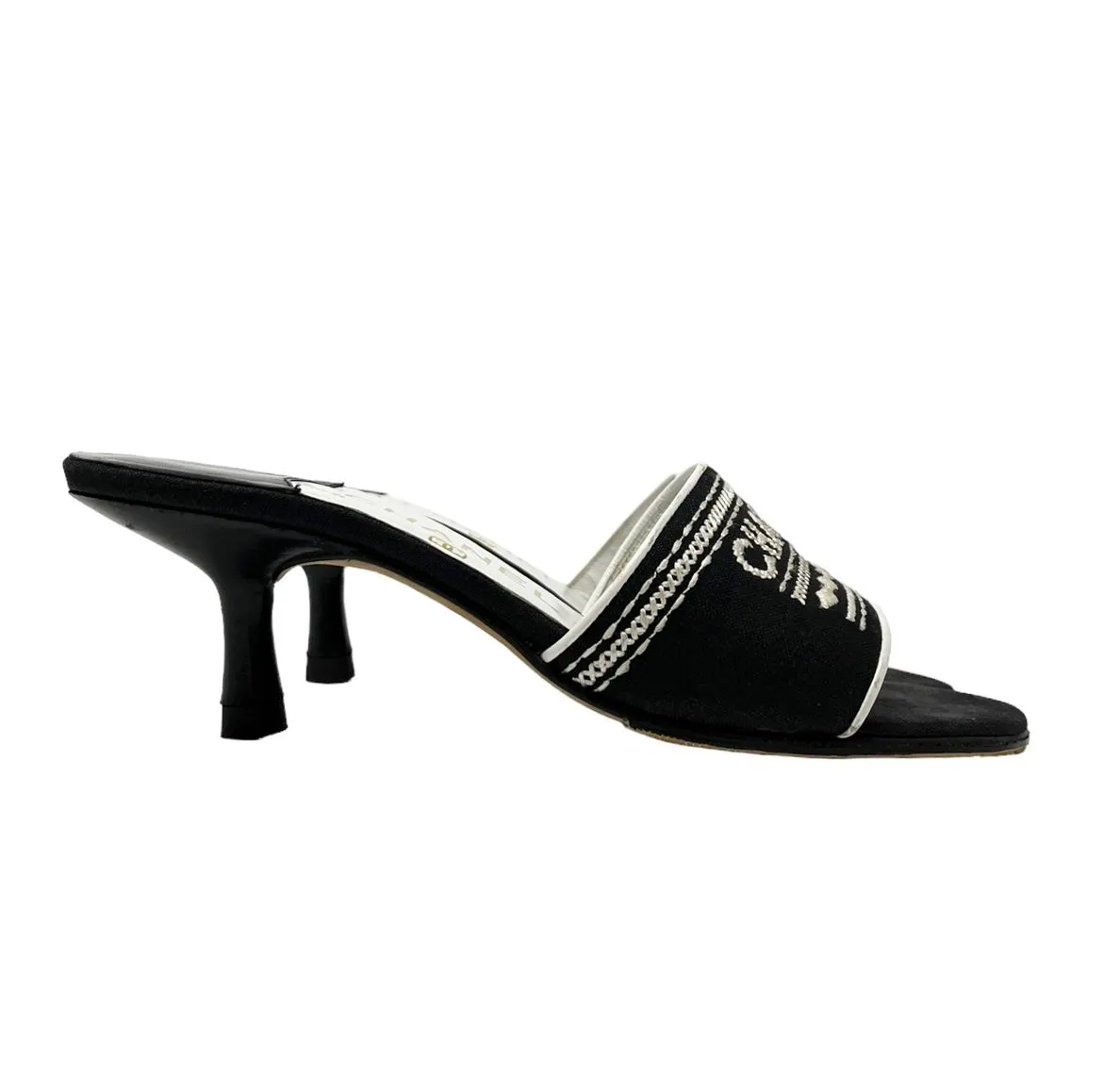 Chanel Black Logo Kitten Heels