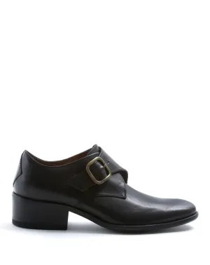 CHIEN Black Leather Monk Shoes