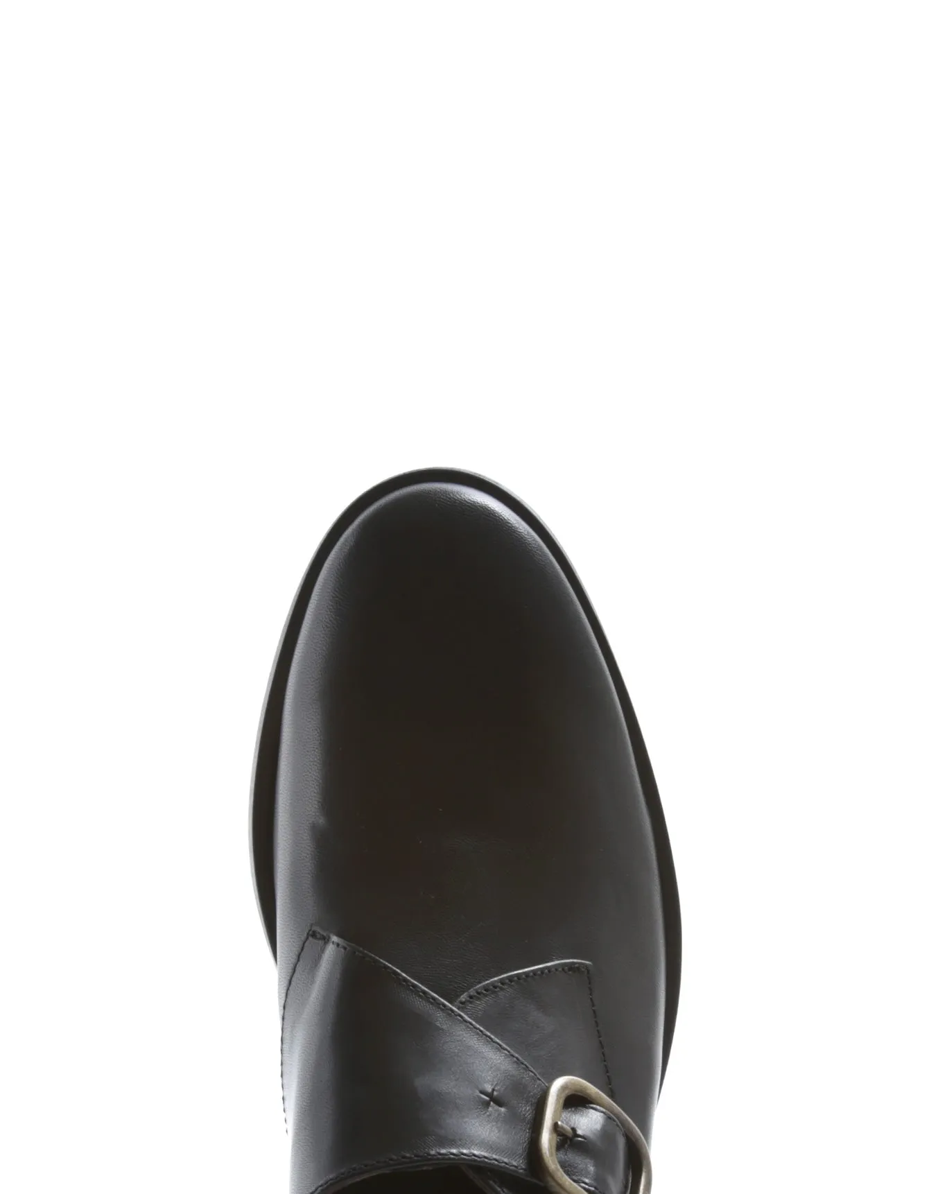 CHIEN Black Leather Monk Shoes