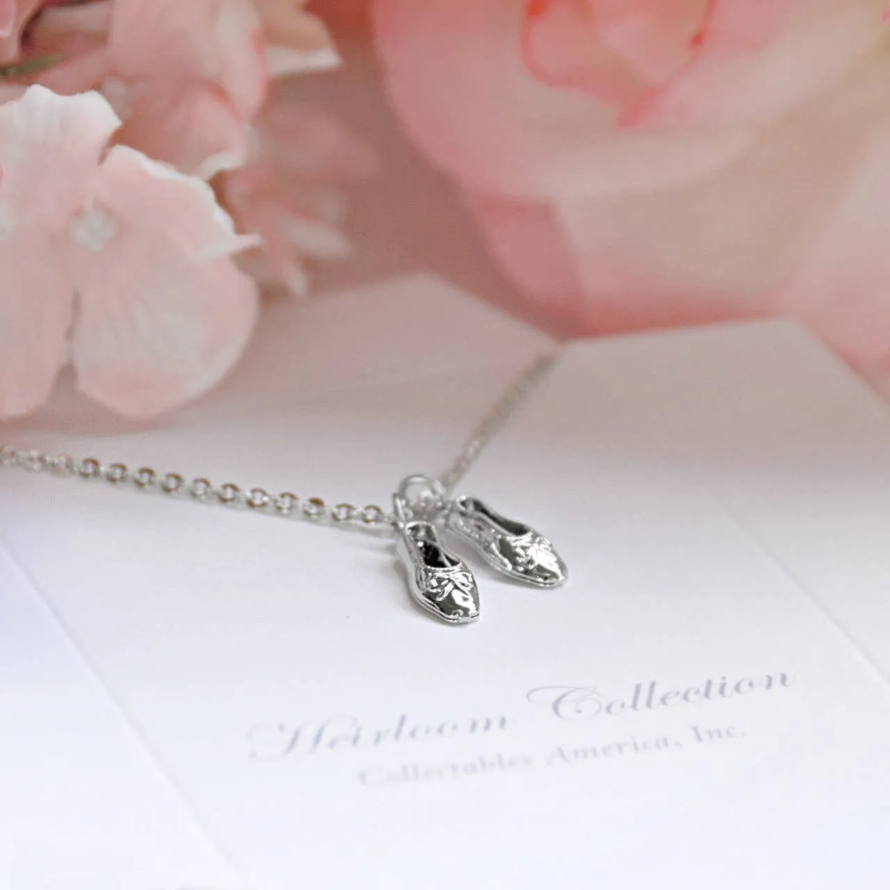 Dance Ballet Shoes Necklace Rhodium