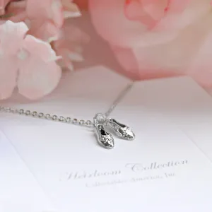 Dance Ballet Shoes Necklace Rhodium