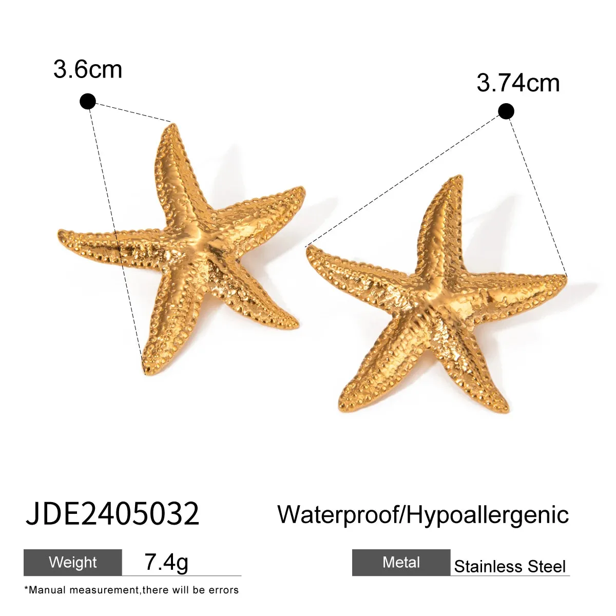 Elegant Starfish Stud Earrings
