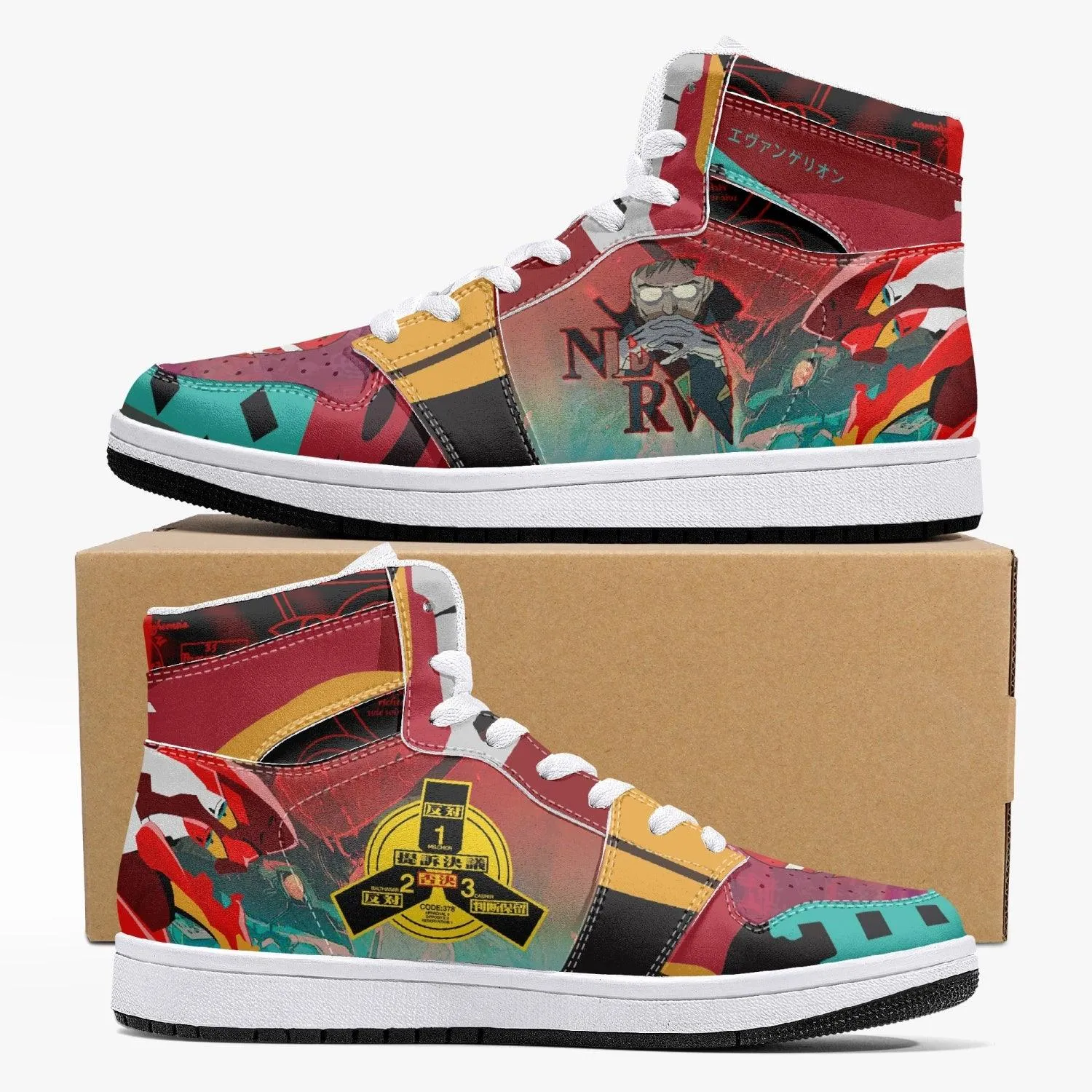 Gendo Ikari Eva Unit 02 Neon Genesis Evangelion Mid 1 Basketball Shoes