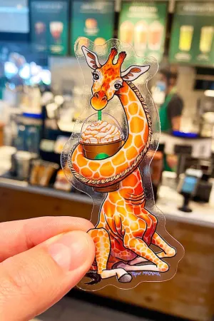 Giraffuccino Clear Sticker