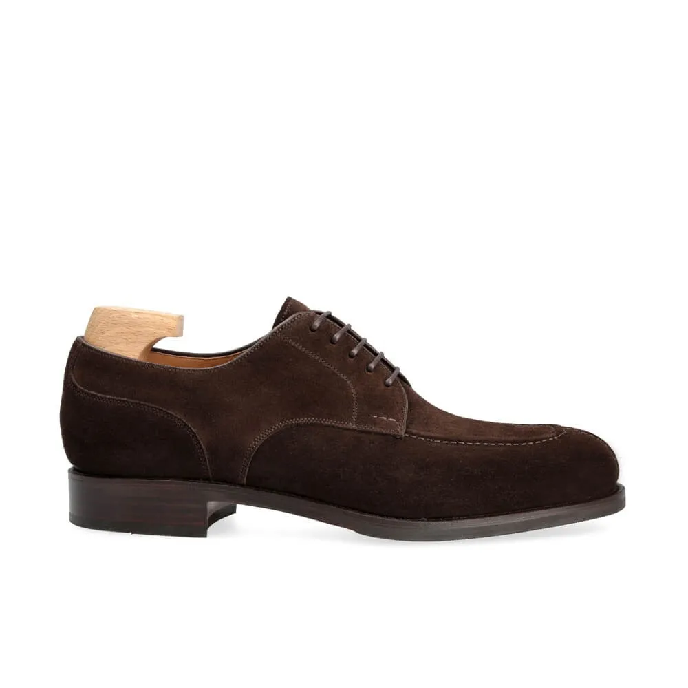 Handmade Chocolate Brown Suede Derby Shoes for Men