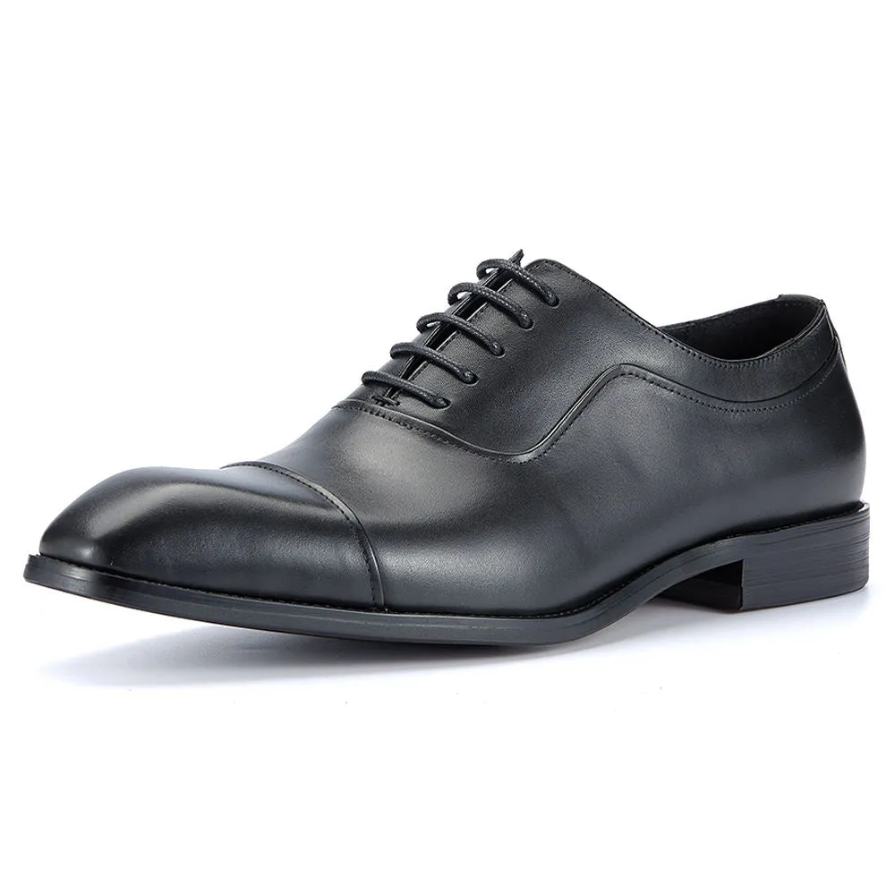 Handmade Leather Cap-Toe Derby Shoes for Men