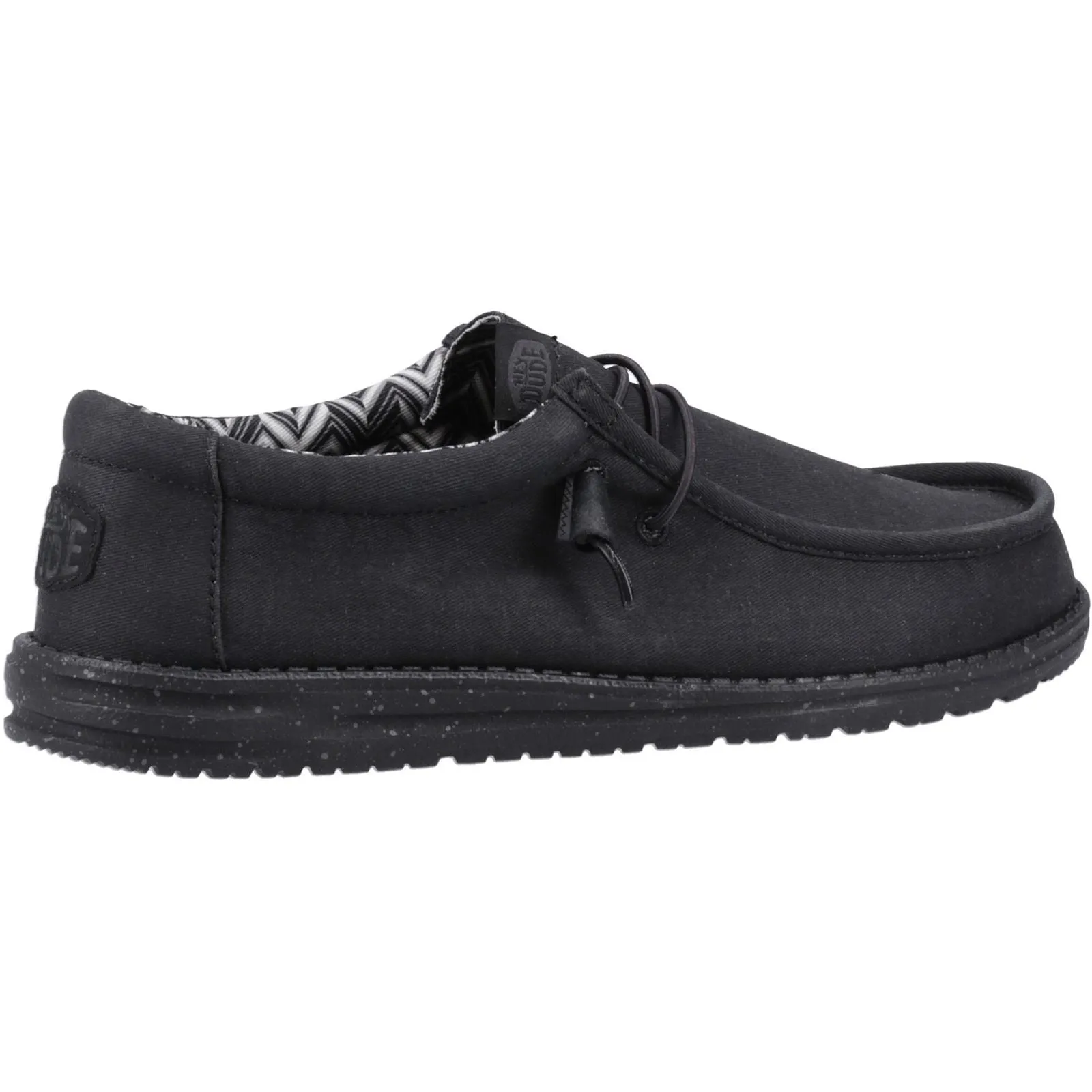 HEYDUDE Wally Canvas 100% Cotton Men's Black Boat Shoes