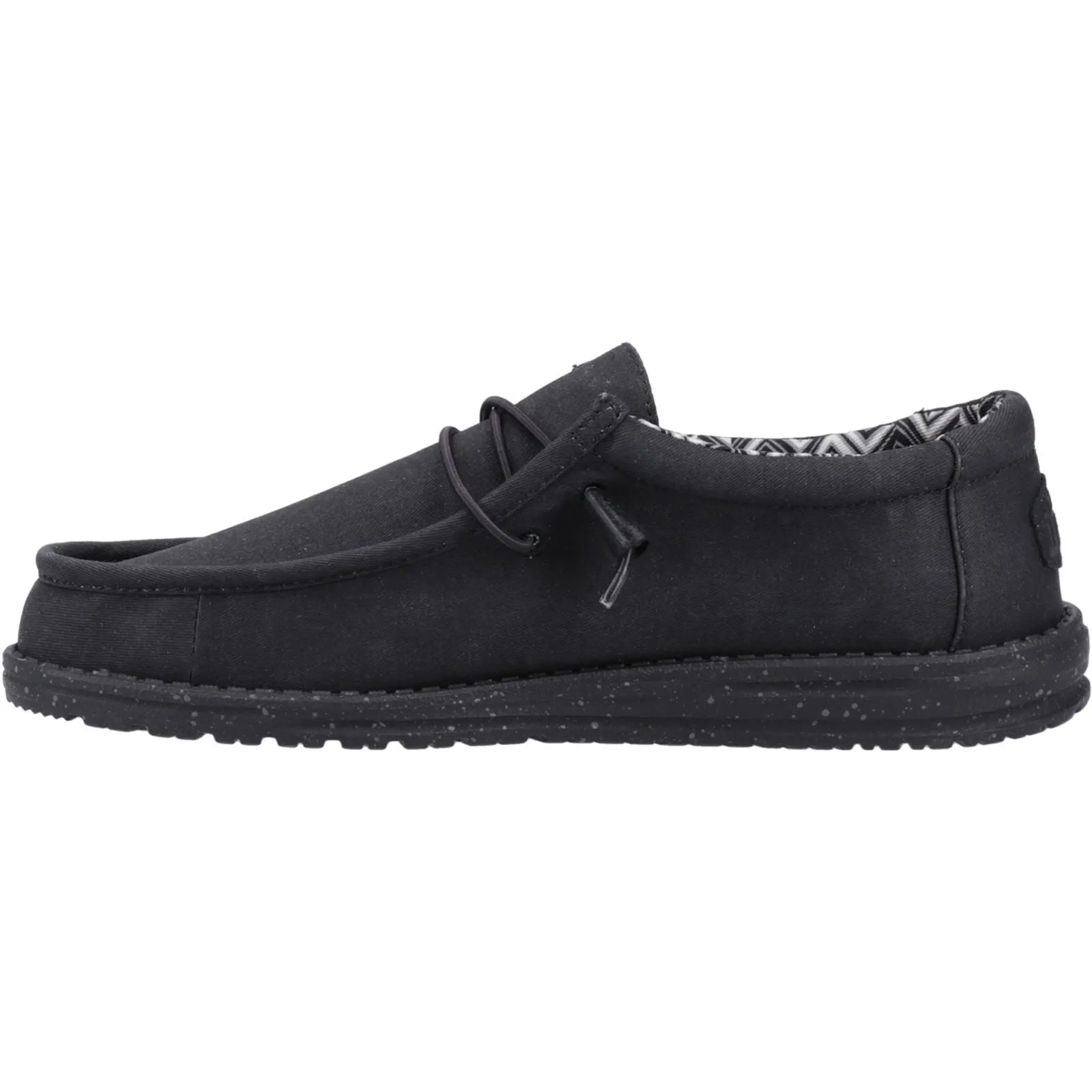 HEYDUDE Wally Canvas 100% Cotton Men's Black Boat Shoes
