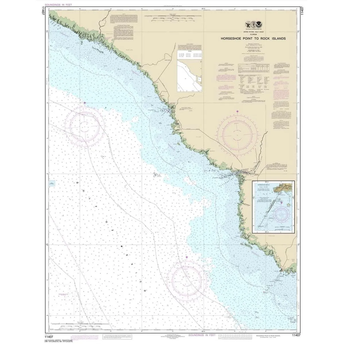 Historical NOAA Chart 11407: Horseshoe Point to Rock Islands;Horseshoe Beach