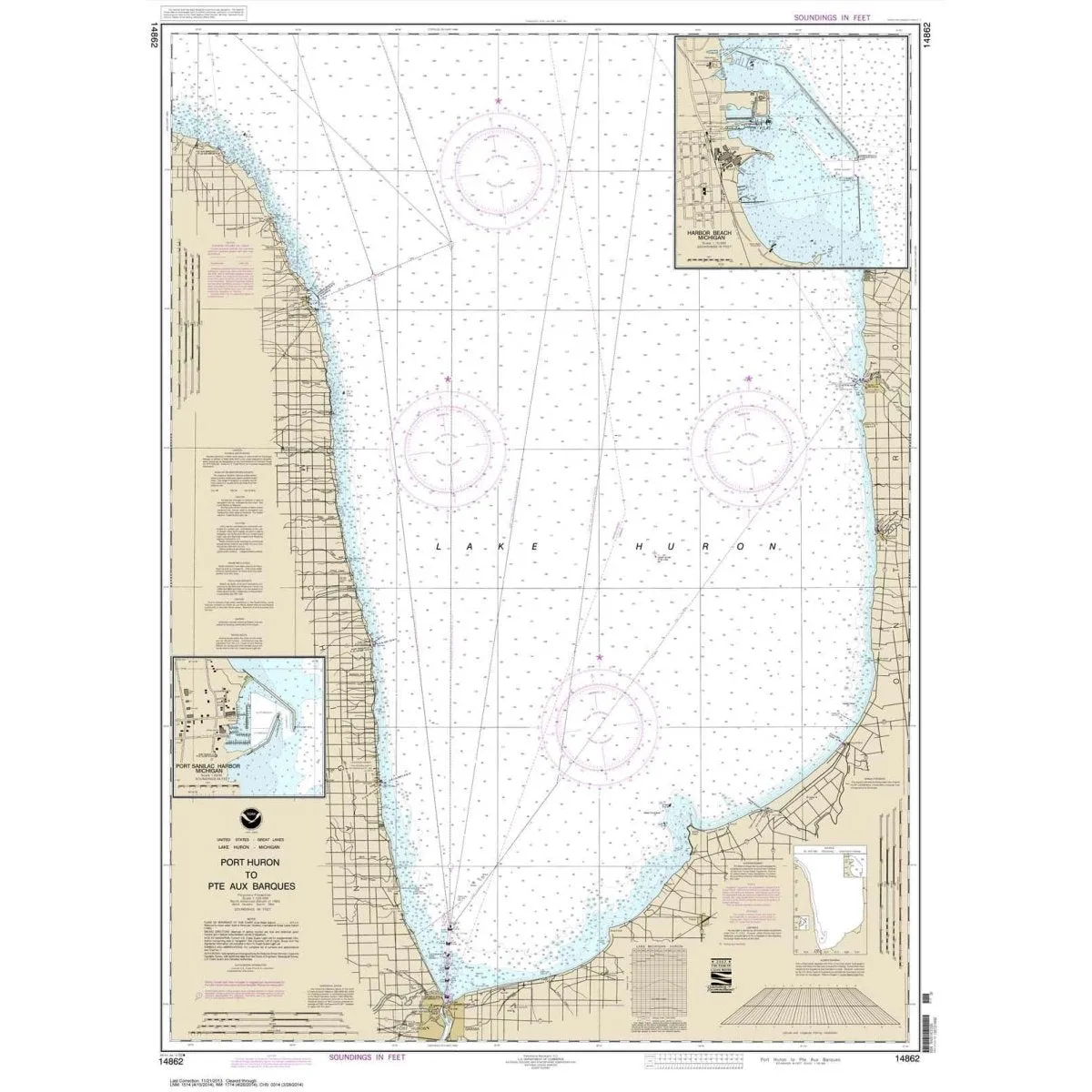 Historical NOAA Chart 14862: Port Huron to Pte aux Barques; Port Sanilac; Harbor Beach