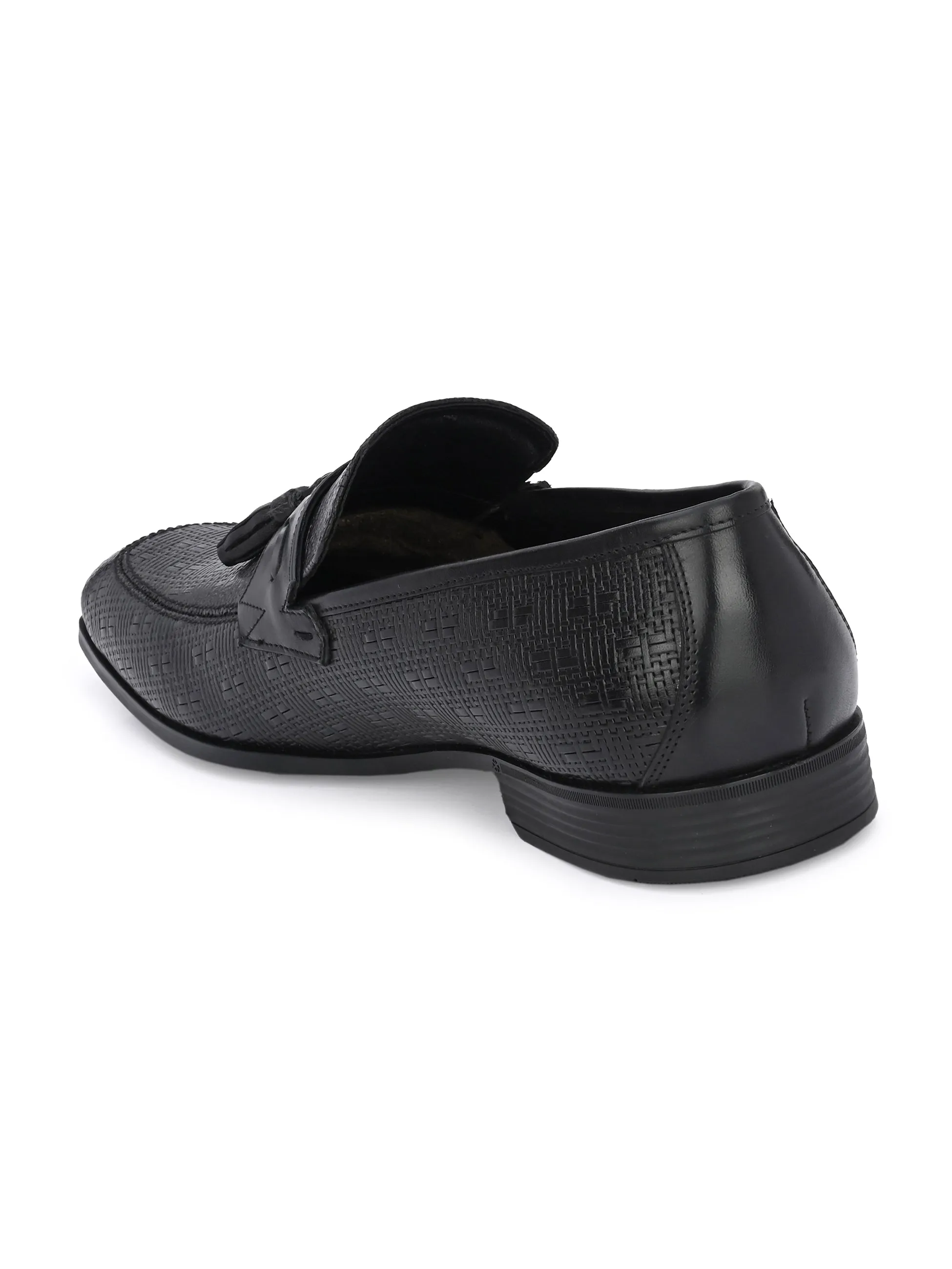 Hitz Men's Black Leather Derby Formal Shoes