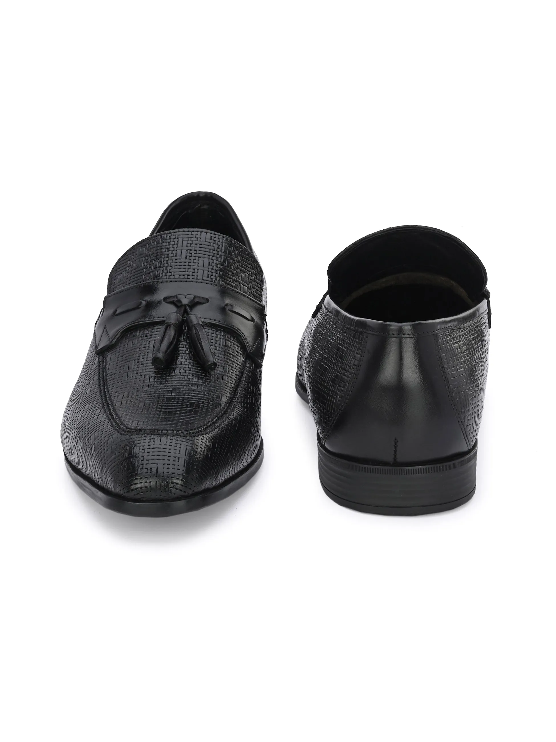 Hitz Men's Black Leather Derby Formal Shoes
