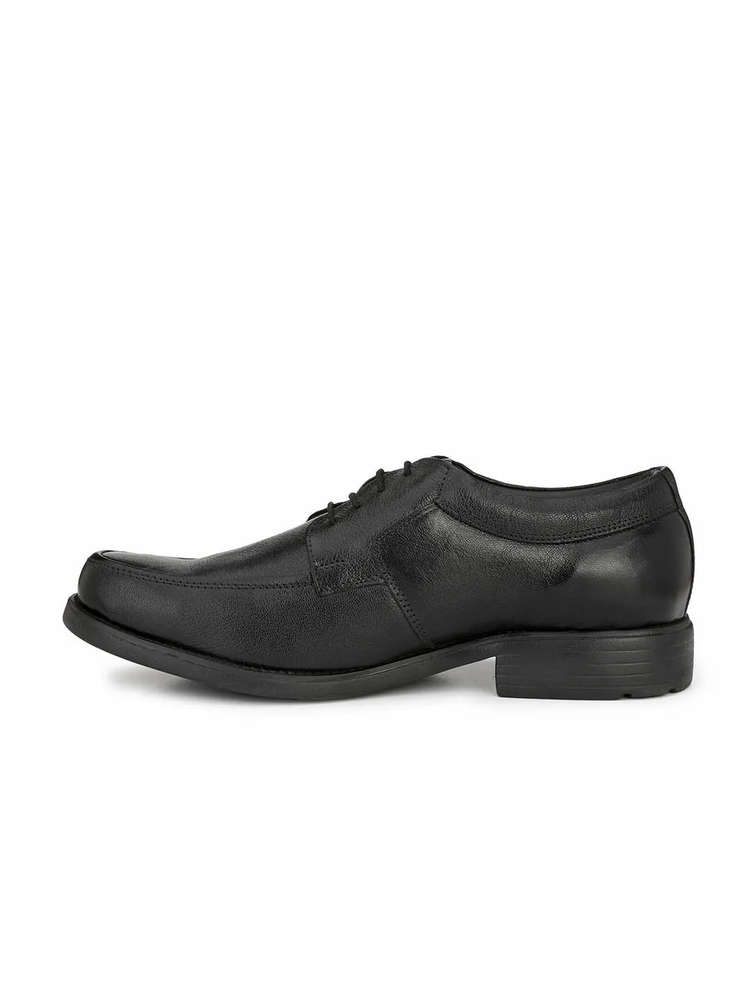 Hitz Men's Black Leather Derby Formal Shoes