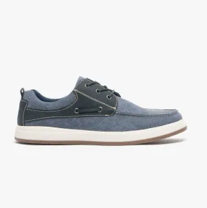 Hush Puppies AIDEN Mens Canvas Deck Shoes Navy