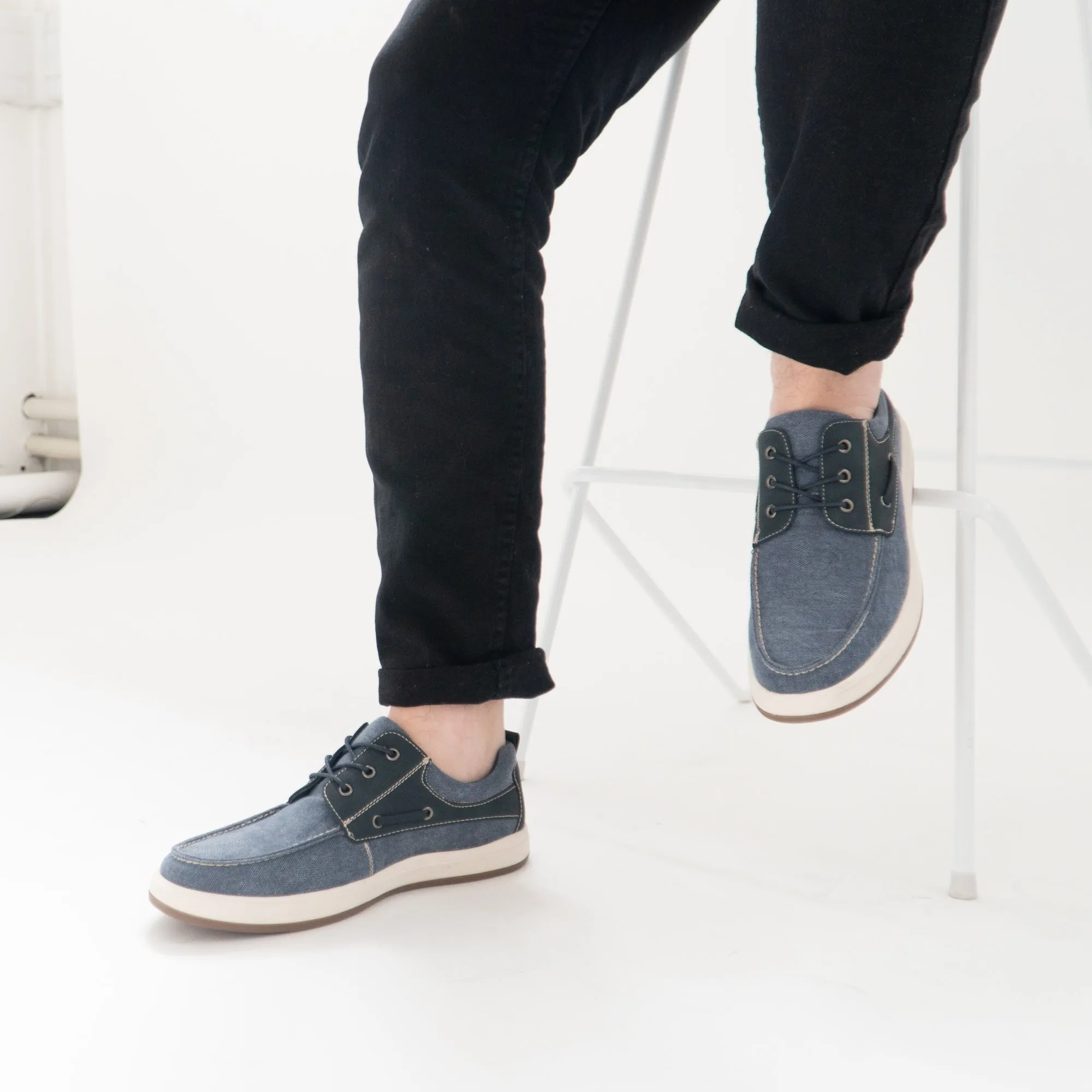 Hush Puppies AIDEN Mens Canvas Deck Shoes Navy