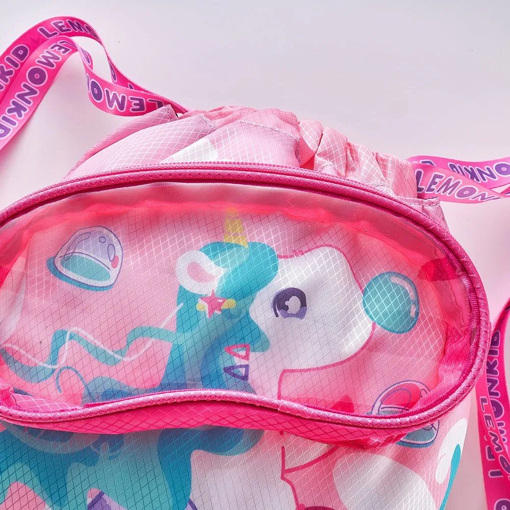 Kids, Pink Uni waterproof swimming bag/ Beach Bag