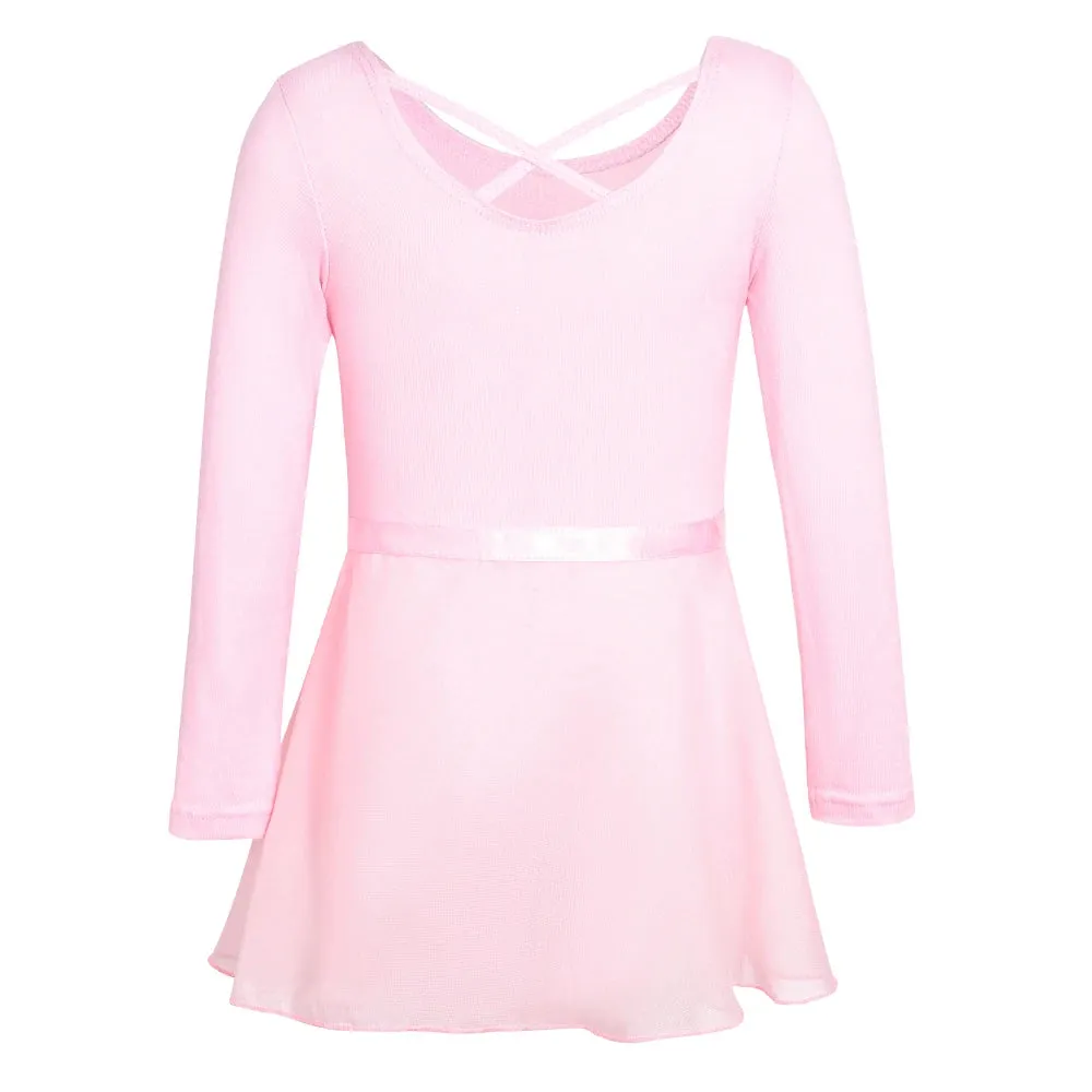 Long Sleeves Leotard for Girls: Ballet Tutu Dress with Skirt - Gymnastics Practice & Stage Dance Costume