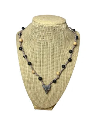 Macrame Necklace: Shark Tooth Matte Onyx