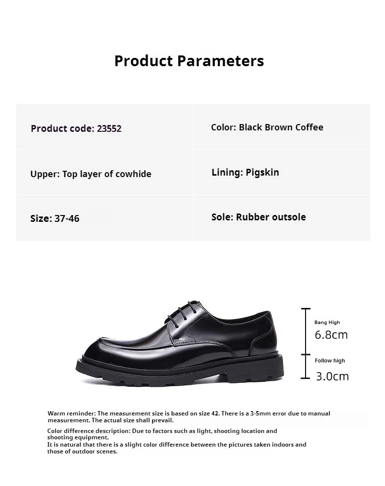 Men's Shoes Genuine Leather Shoes Men's Hand Formal Wear British Derby Shoes Patent Leather Glossy Business Shoes23552