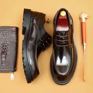 Men's Shoes Genuine Leather Shoes Men's Hand Formal Wear British Derby Shoes Patent Leather Glossy Business Shoes23552