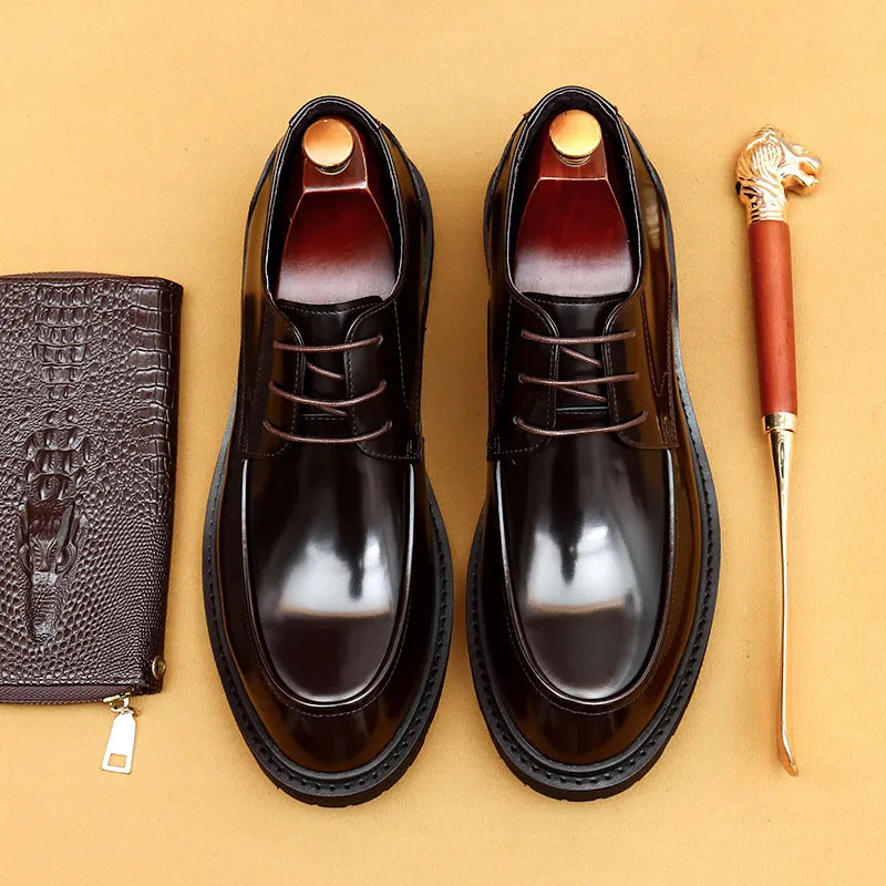 Men's Shoes Genuine Leather Shoes Men's Hand Formal Wear British Derby Shoes Patent Leather Glossy Business Shoes23552