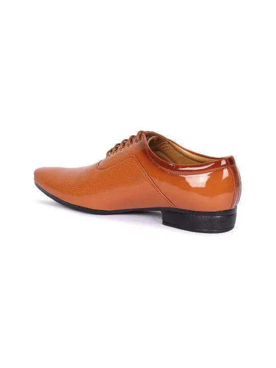 Men's Tan Leather Derby Office Formal Shoes