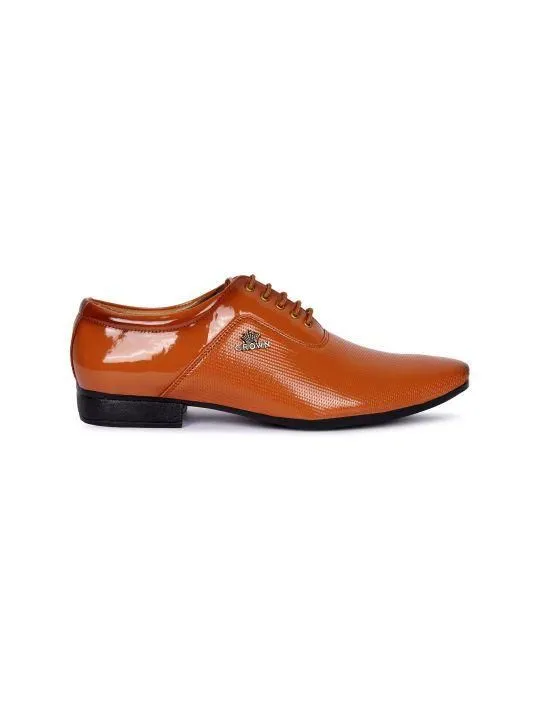 Men's Tan Leather Derby Office Formal Shoes