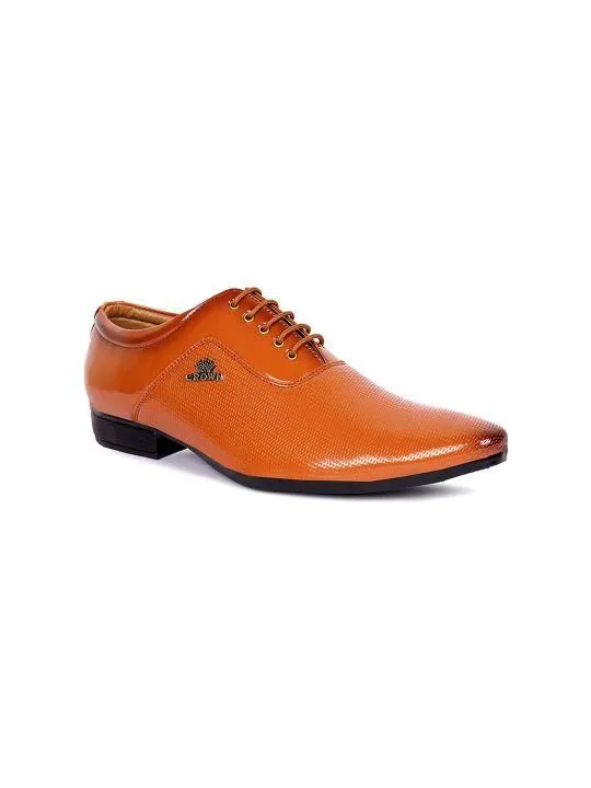 Men's Tan Leather Derby Office Formal Shoes