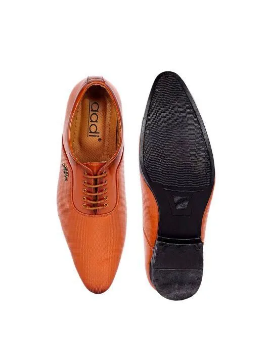 Men's Tan Leather Derby Office Formal Shoes