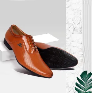 Men's Tan Leather Derby Office Formal Shoes