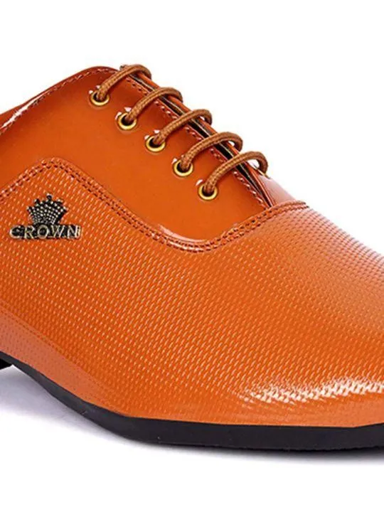 Men's Tan Leather Derby Office Formal Shoes