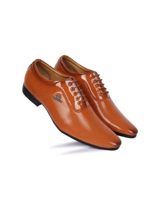 Men's Tan Leather Derby Office Formal Shoes