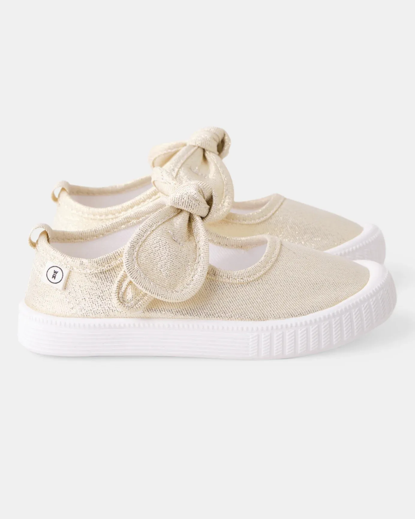 Millie Canvas Bow Shoes | Metallic Gold