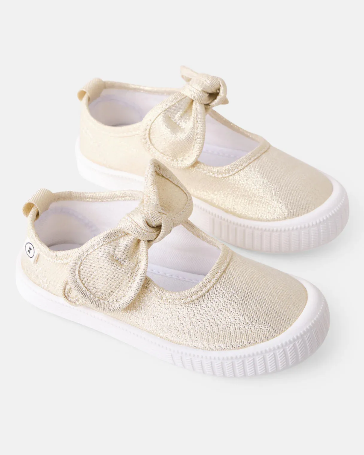 Millie Canvas Bow Shoes | Metallic Gold